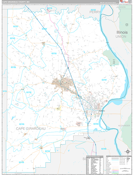 Cape Girardeau County, MO Wall Map